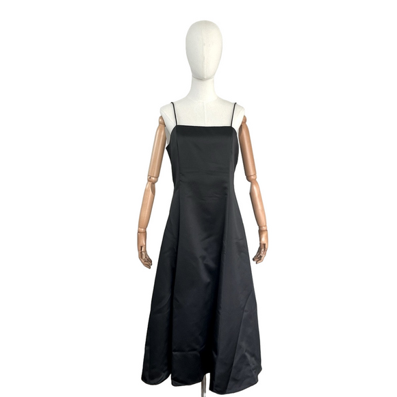 Vintage Scott McClintock Dress Black Satin Formal Midi Length Bow Details 12P - Picture 4 of 16